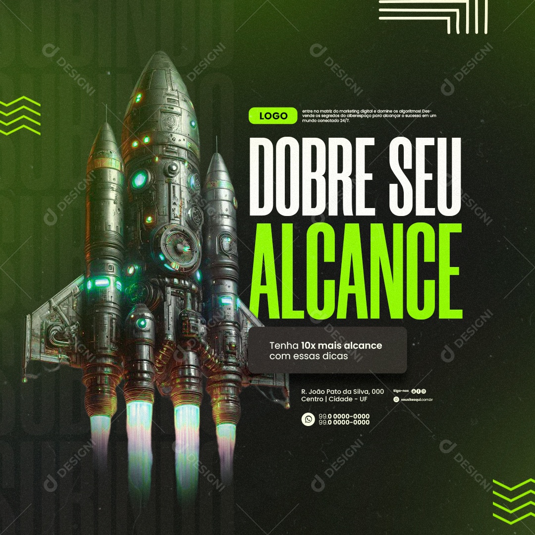 Marketing Digital Dobre seu Alcance Social Media PSD Editável