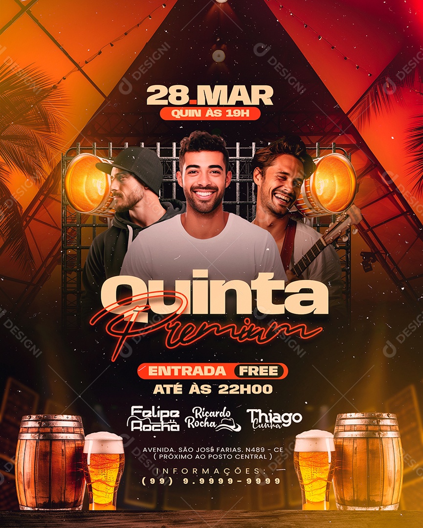 Flyer Quinta Premium Felipe Rocha Ricardo Rocha Thiago Cunha Social Media PSD Editável