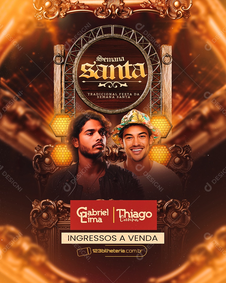 Flyer Semana Santa Gabriel Lima Thiago Cunha Social Media PSD Editável