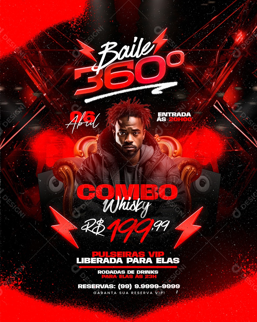 Flyer Baile 360 Combo Whisky Social Media PSD Editável