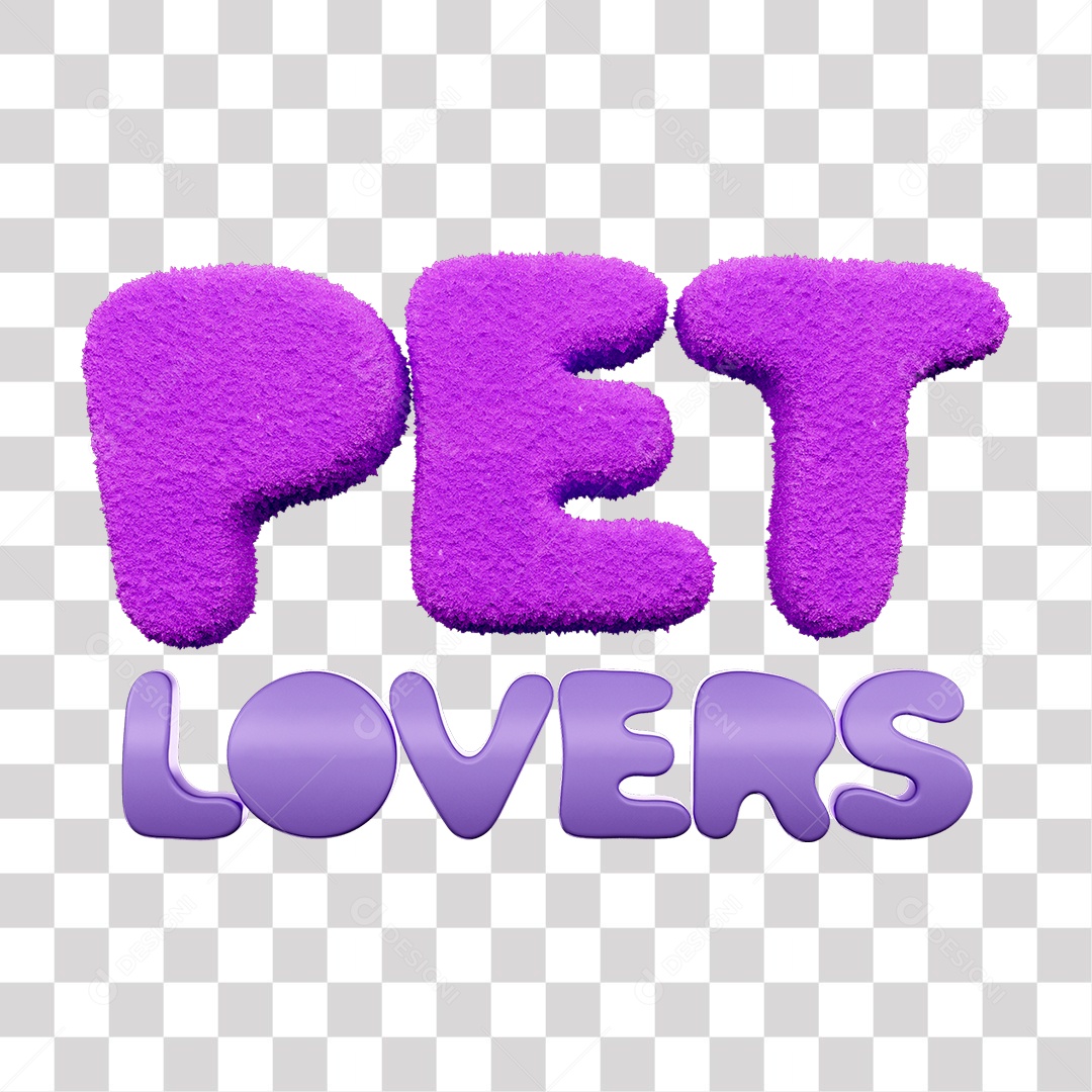 Pet Lovers Selo 3D Rosa e Roxo para Composição PNG Transparente