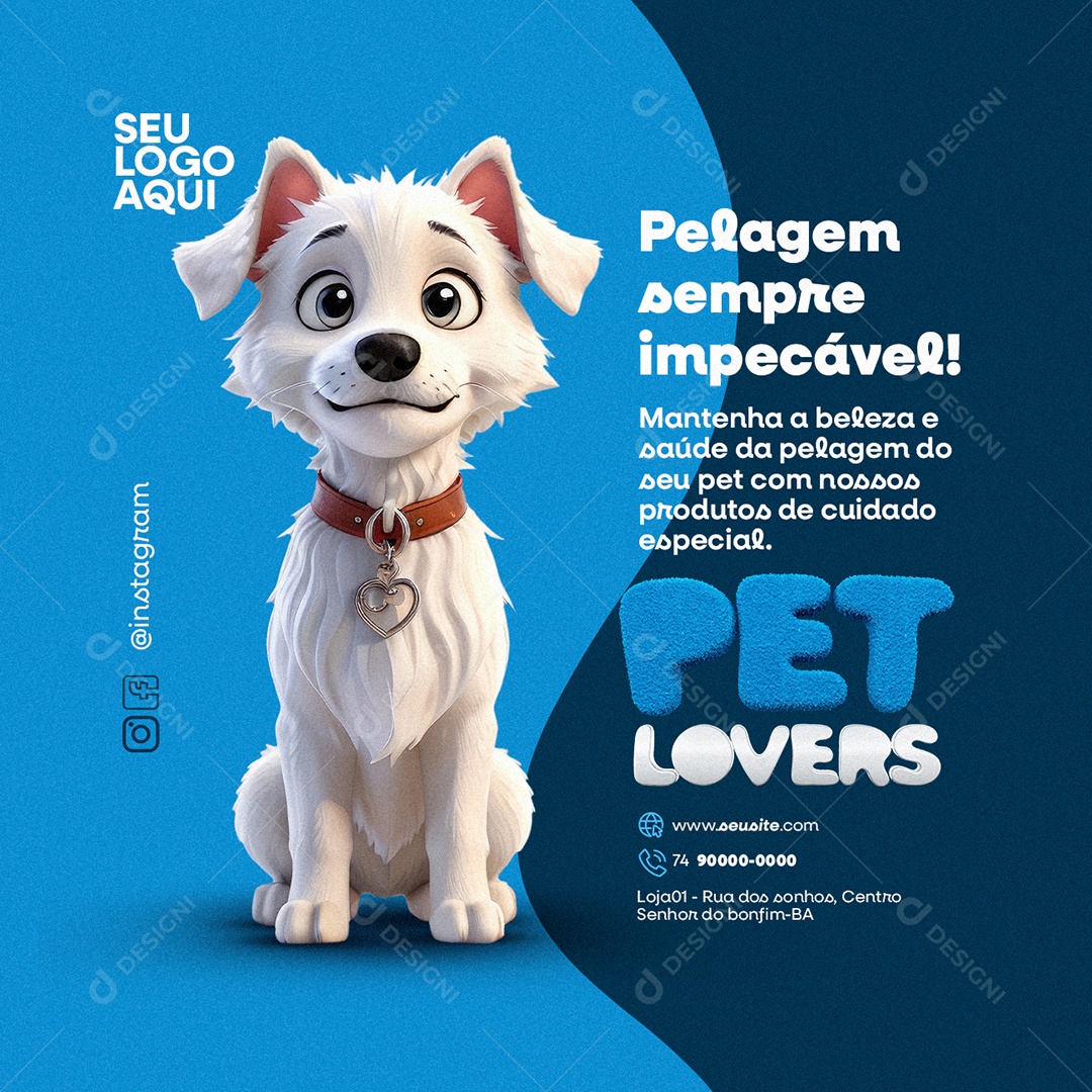 Pet Lovers Pelagem Sempre Impecável Social Media PSD Editável