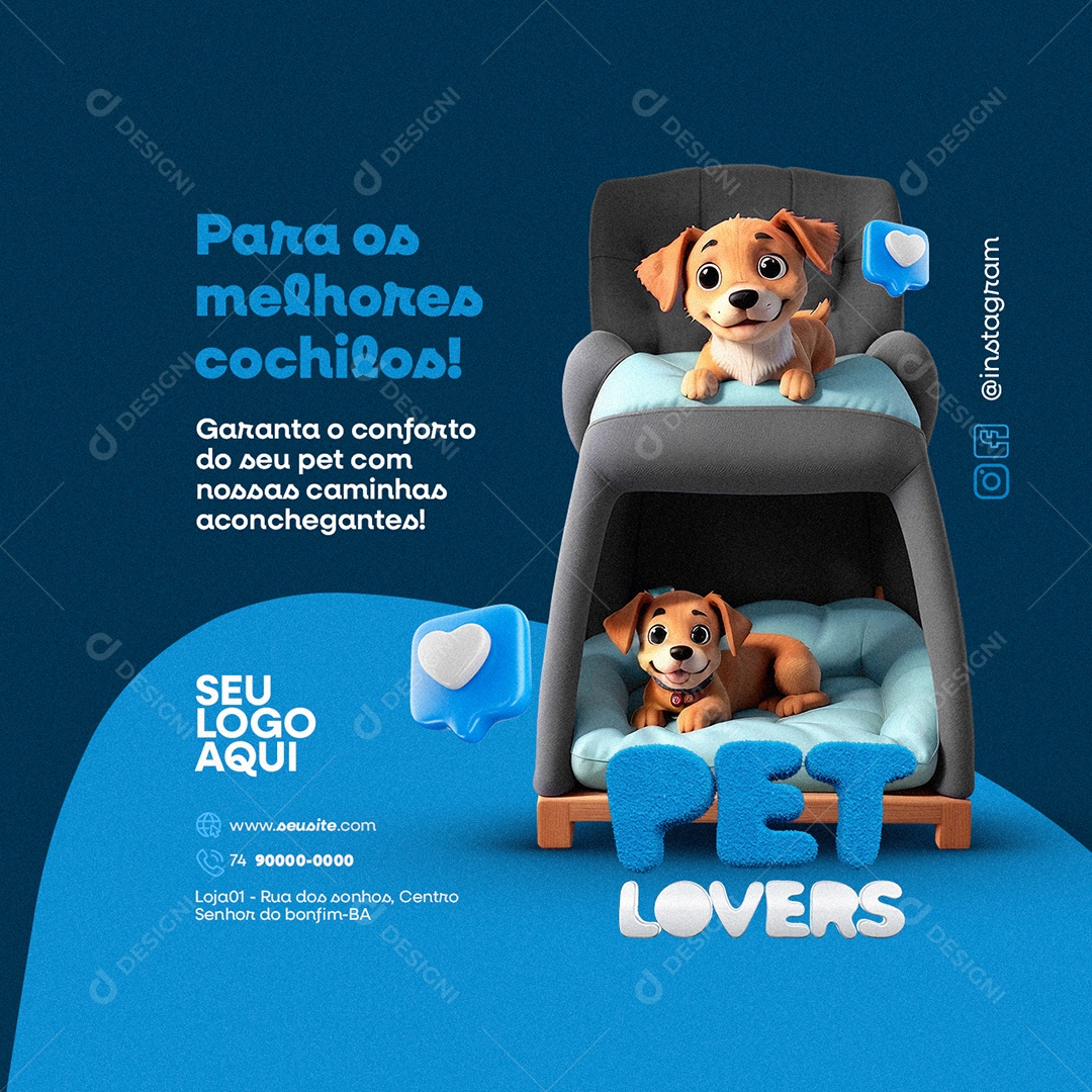 Pet Lovers Para os Melhores Cochilos Garanta o Conforto Social Media PSD Editável