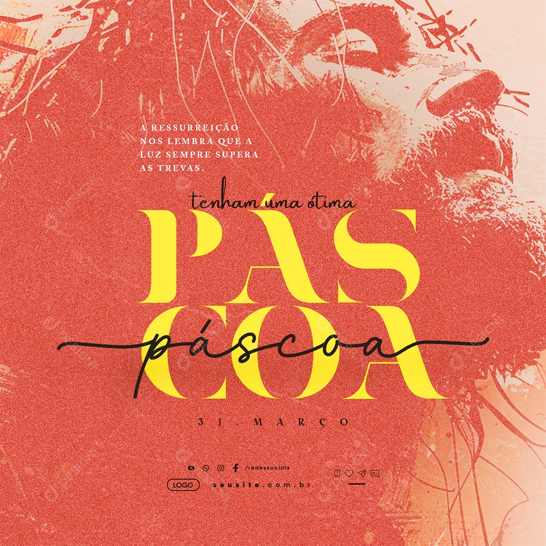 Páscoa 31 de Março Tenha Uma Ótima Páscoa Social Media PSD Editável