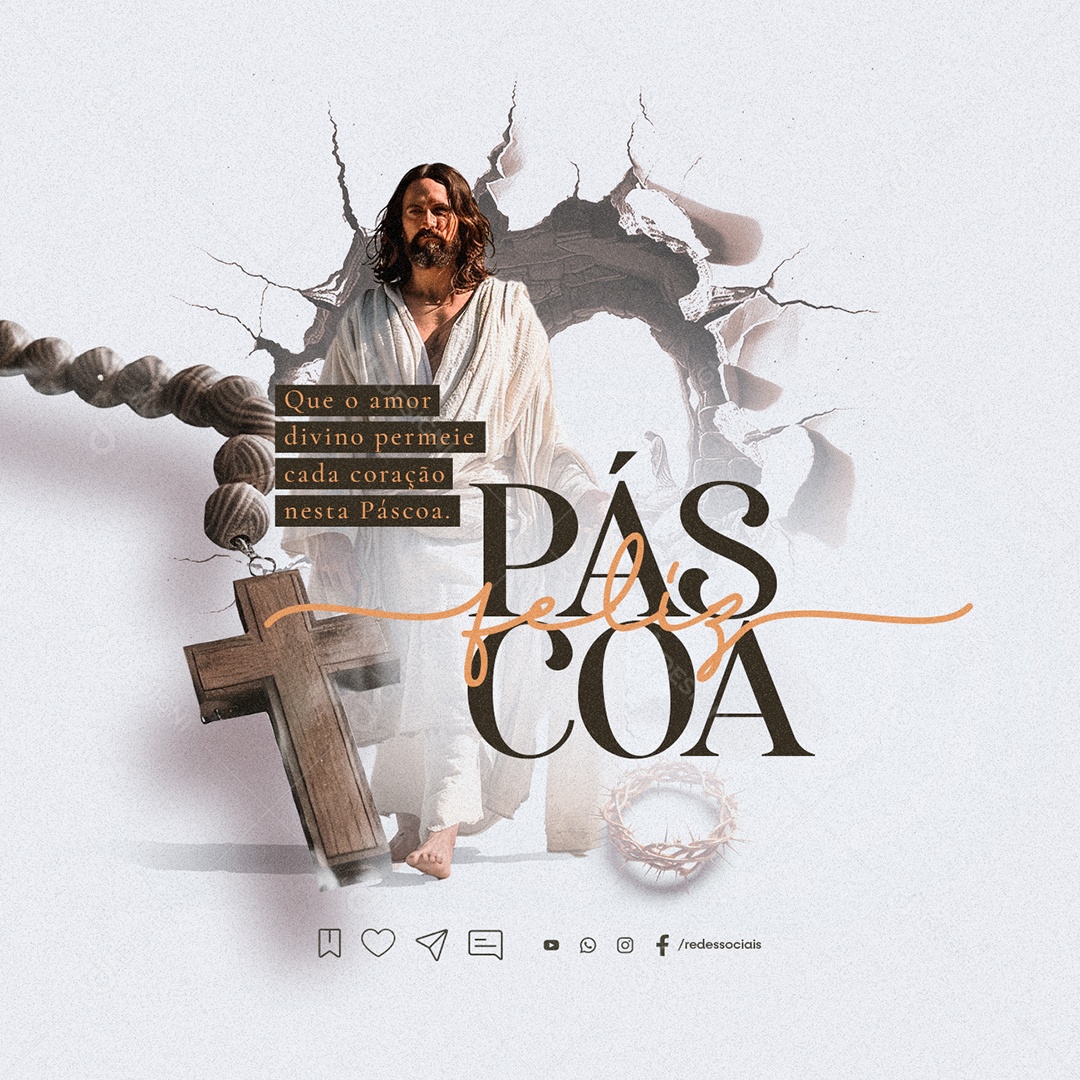 Feliz Páscoa 31 de Março Que o Amor Divino Permeie Social Media PSD Editável