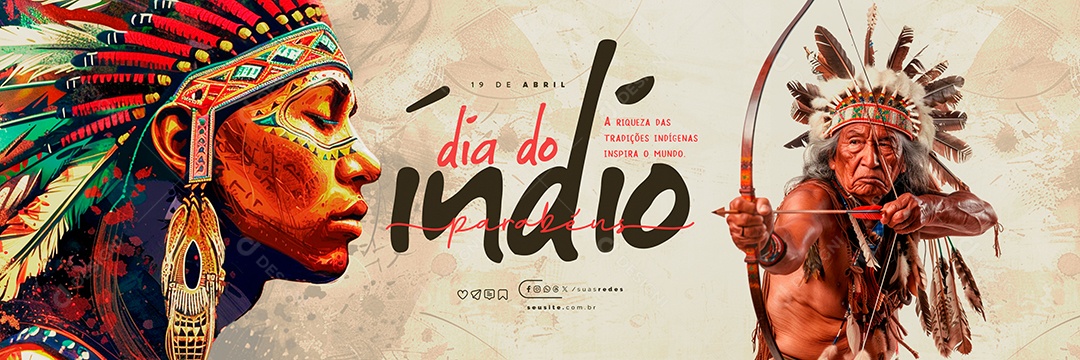 Carrossel Dia do Índio 19 de Abril Parabéns Social Media PSD Editável