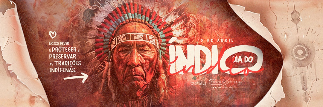 Carrossel Dia do Índio 19 de Abril Nosso Dever é Proteger Social Media PSD Editável