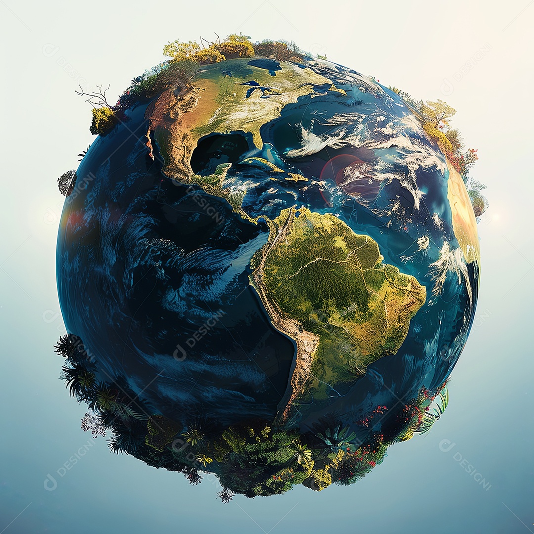 Foto planeta 3d com a américa do sul centrada