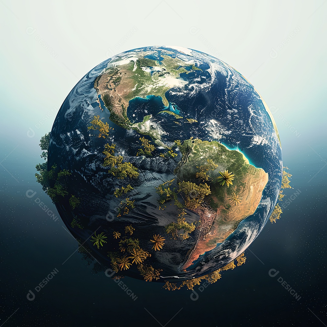 3d planet photo with south america centered