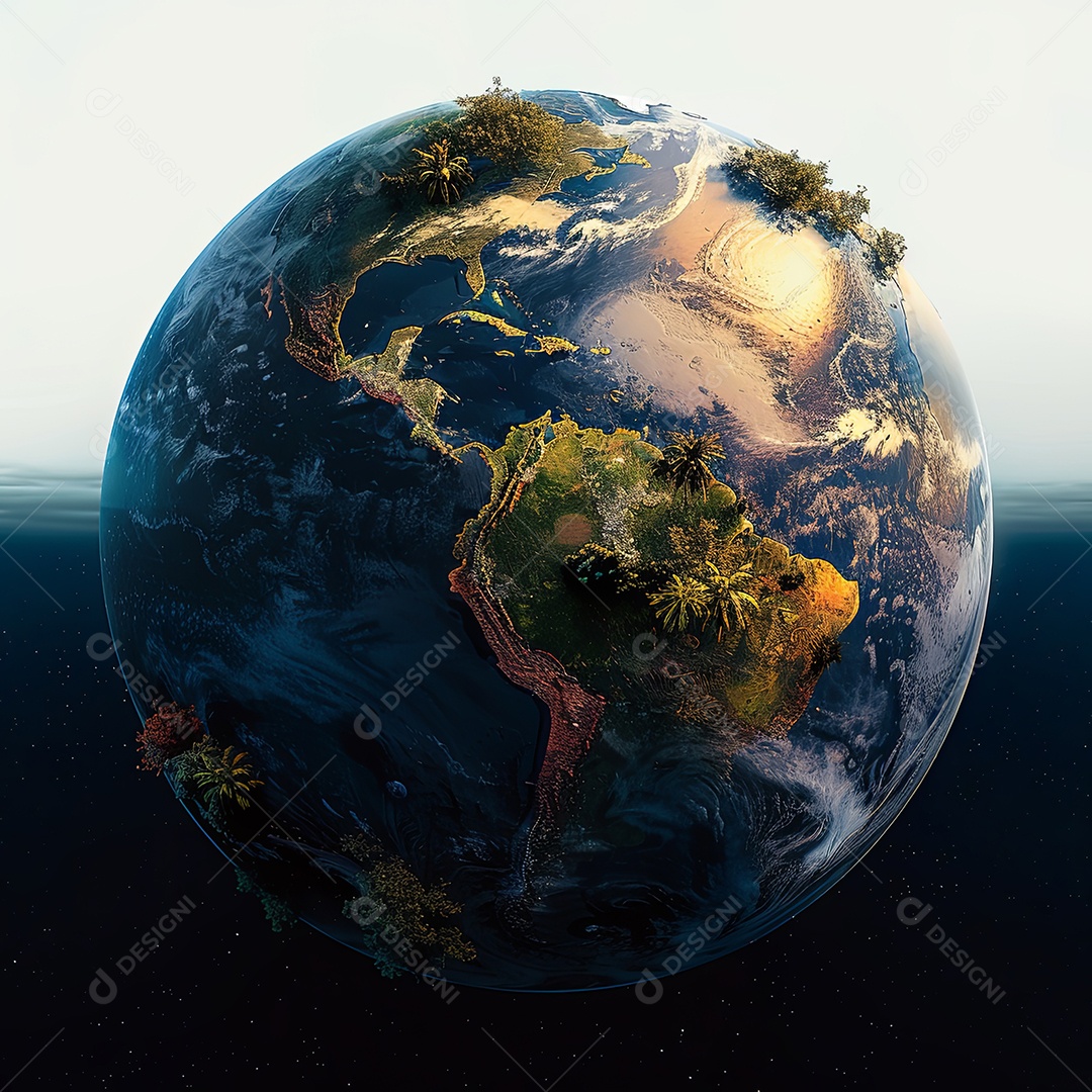 Foto planeta 3d com a américa do sul centrada