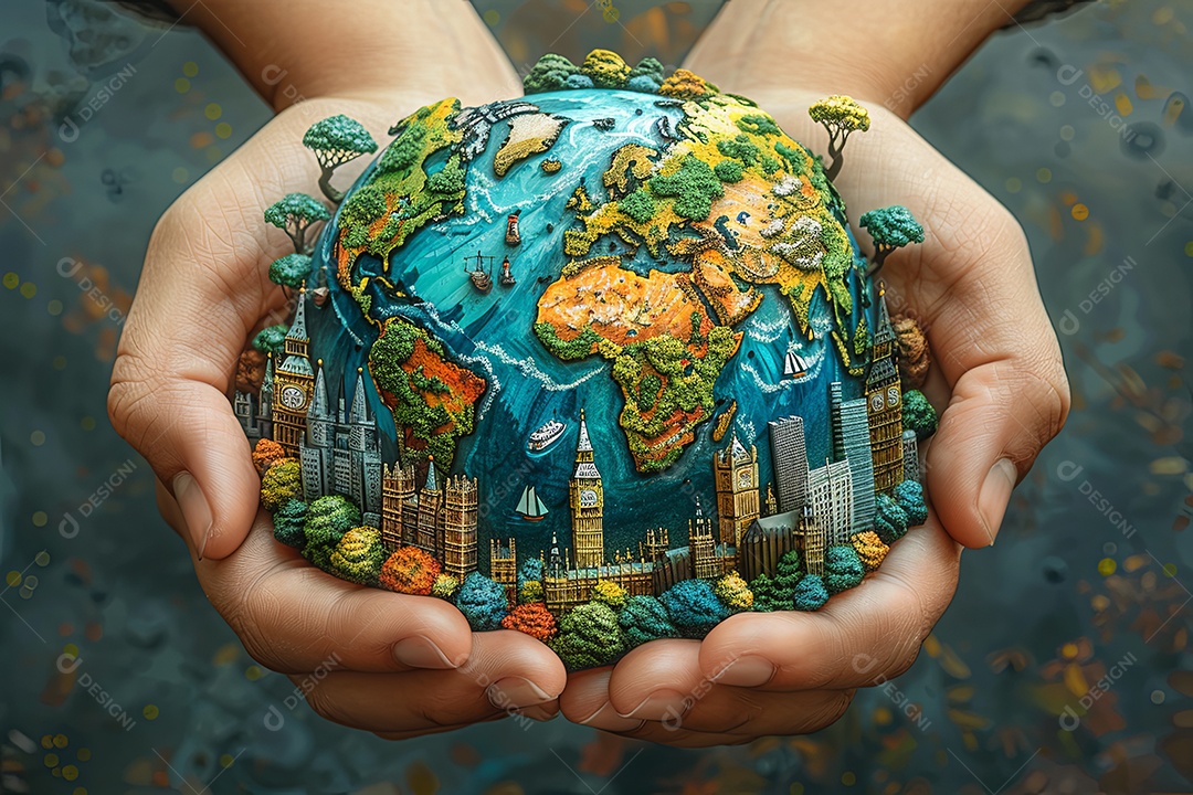 Imagem de viagem do globo mundial e diferentes culturas