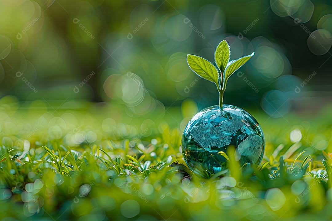 Uma terra verde com uma planta brotando no topo foto de ciência ambiental e tecnologia