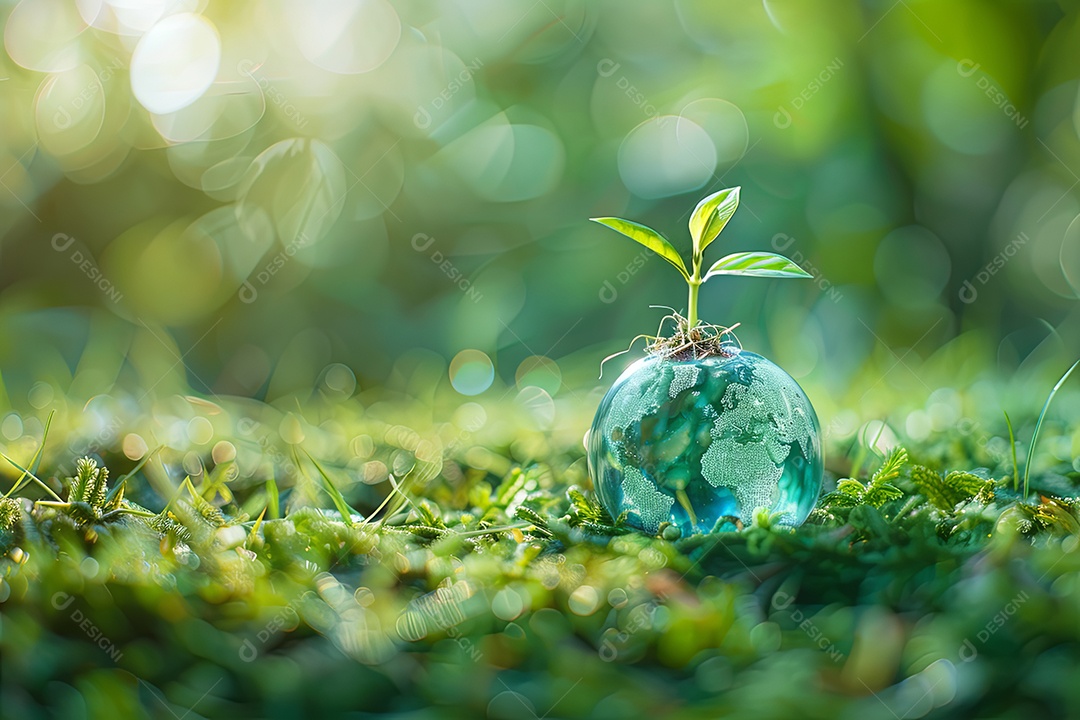 Uma terra verde com uma planta brotando no topo foto de ciência ambiental e tecnologia