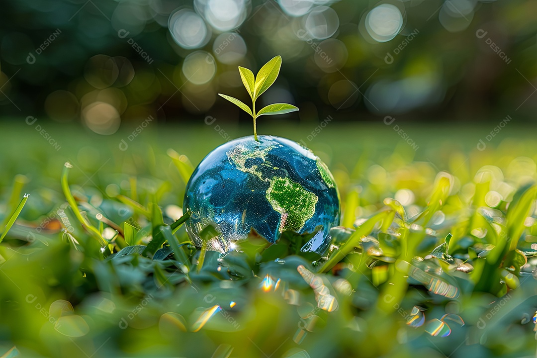 Uma terra verde com uma planta brotando no topo foto de ciência ambiental e tecnologia