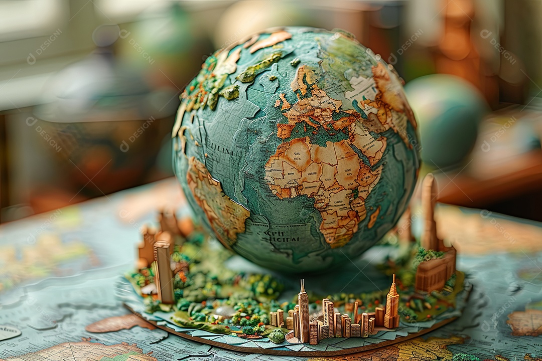 A terra com pontos de referência página de encadernação pela metade