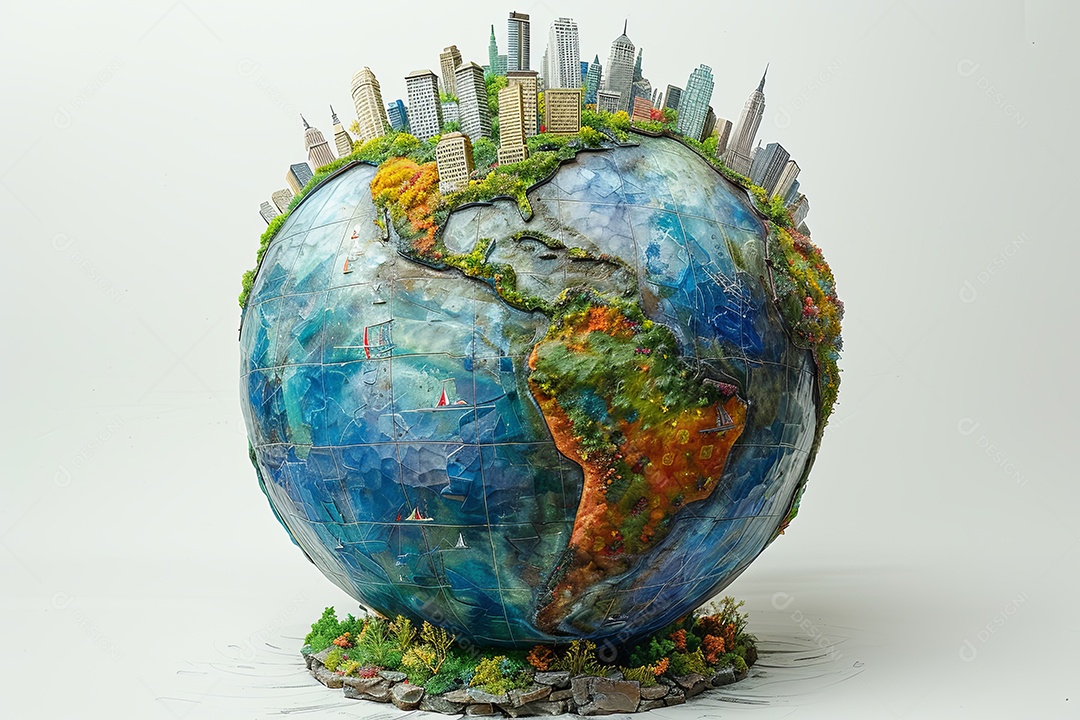 A terra com pontos de referência página de encadernação pela metade