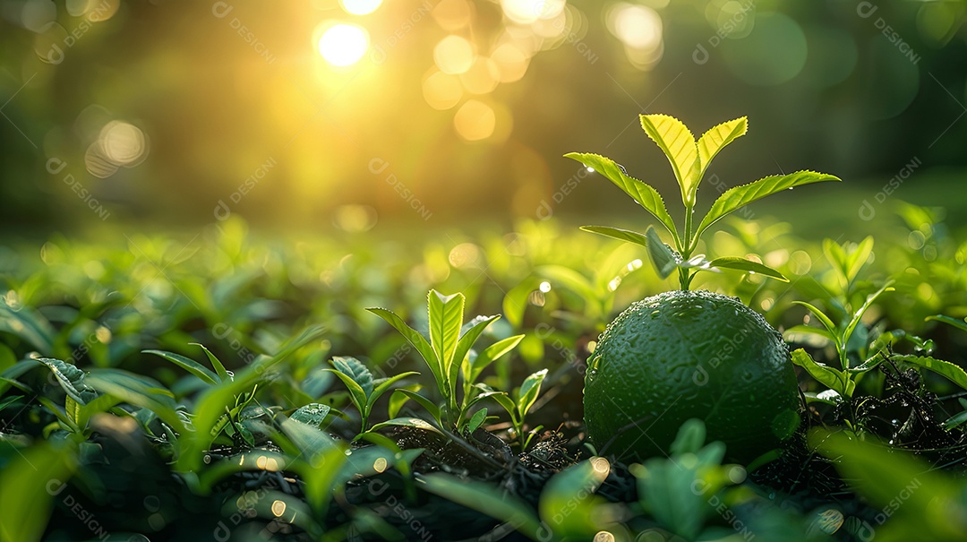 Papel de parede de folhas verdes sustentabilidade na produção de produtos naturais