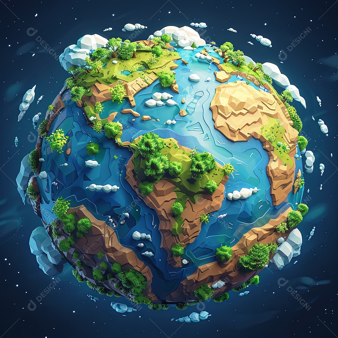 Terra de desenho animado no espaço com diferentes biomas e níveis estilo de mapa