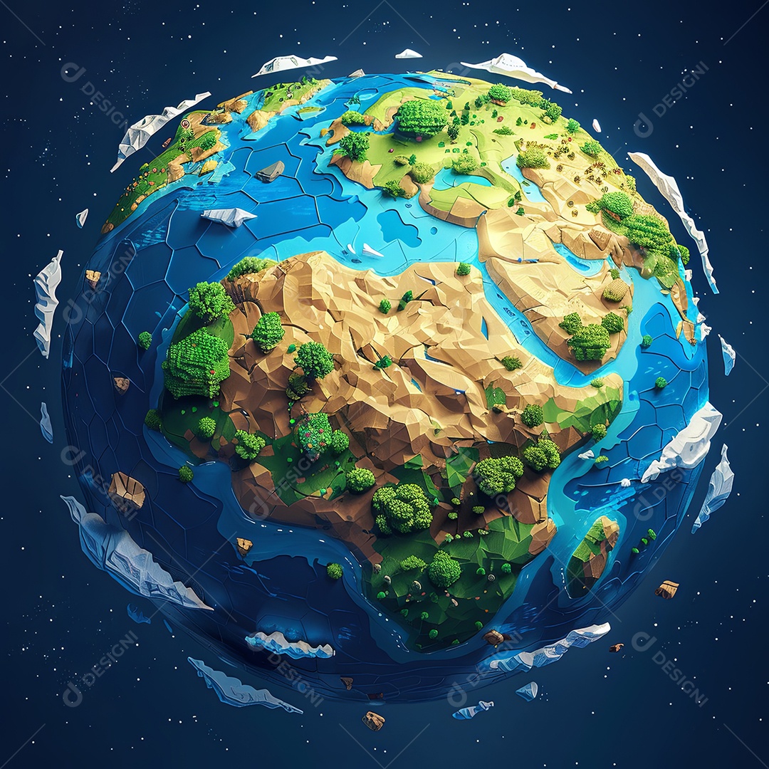 Terra de desenho animado no espaço com diferentes biomas e níveis estilo de mapa