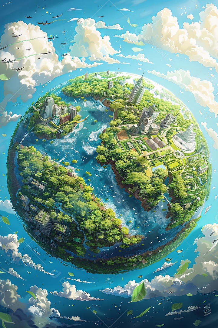 Terra apresenta belas e diversas paisagens conceito de planejamento urbano sustentável