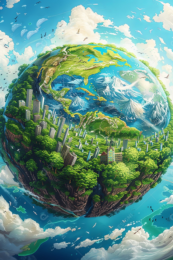 Terra apresenta belas e diversas paisagens conceito de planejamento urbano sustentável