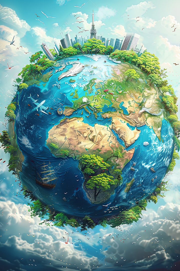 Terra apresenta belas e diversas paisagens conceito de planejamento urbano sustentável