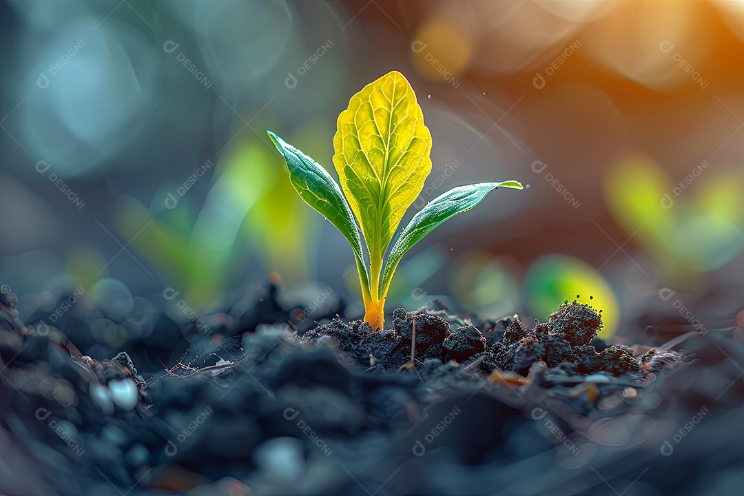 Imagem real da irrigação por gotejamento em uma única planta no jardim