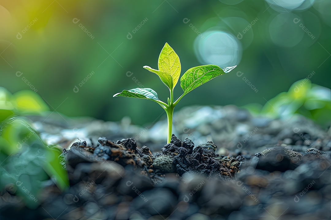 Imagem real da irrigação por gotejamento em uma única planta no jardim