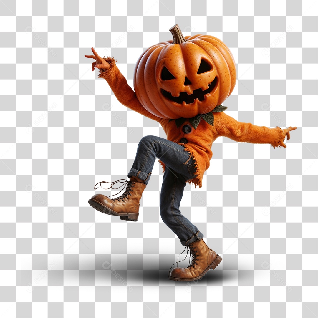 Homem Abóbora Engraçado no Halloween PNG Transparente