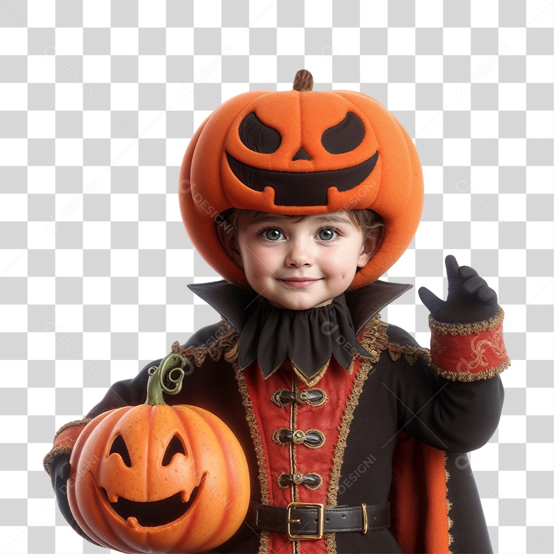 Criança Segurando Abóbora no Halloween Fantasias PNG Transparente