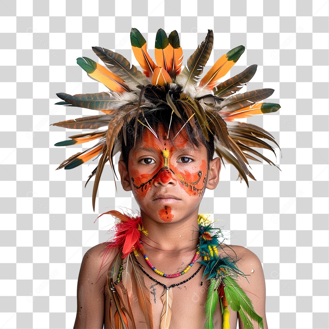 Criança Indígena Brasileiro Rosto Pintado PNG Transparente