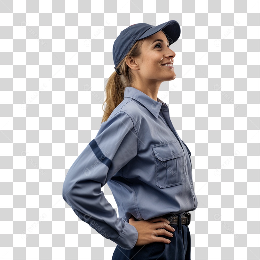 Mulher com Uniforme de Trabalho PNG Transparente
