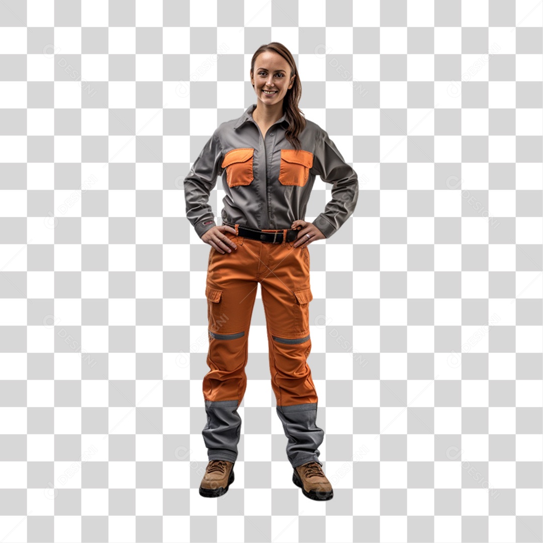 Mulher com Uniforme de Trabalho PNG Transparente