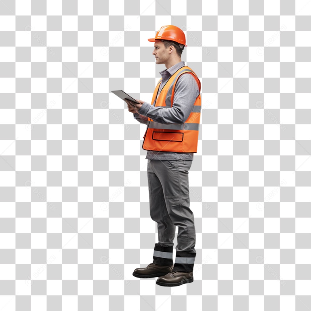 Homem Trabalho Trabalhador de Uniforme com Prancheta nas Mãos PNG Transparente