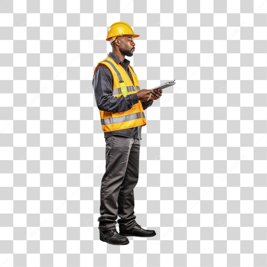 Homem Trabalho Trabalhador de Uniforme com Prancheta nas Mãos PNG Transparente