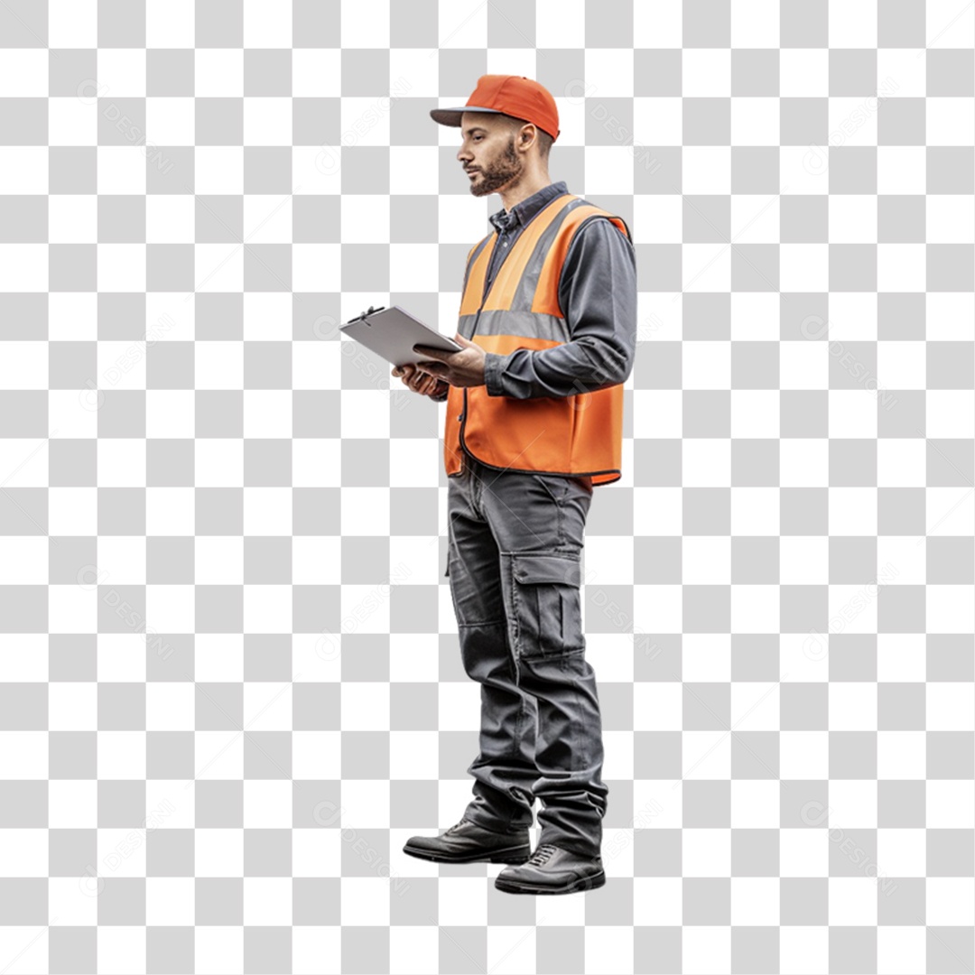 Homem Trabalho Trabalhador de Uniforme com Prancheta nas Mãos PNG Transparente