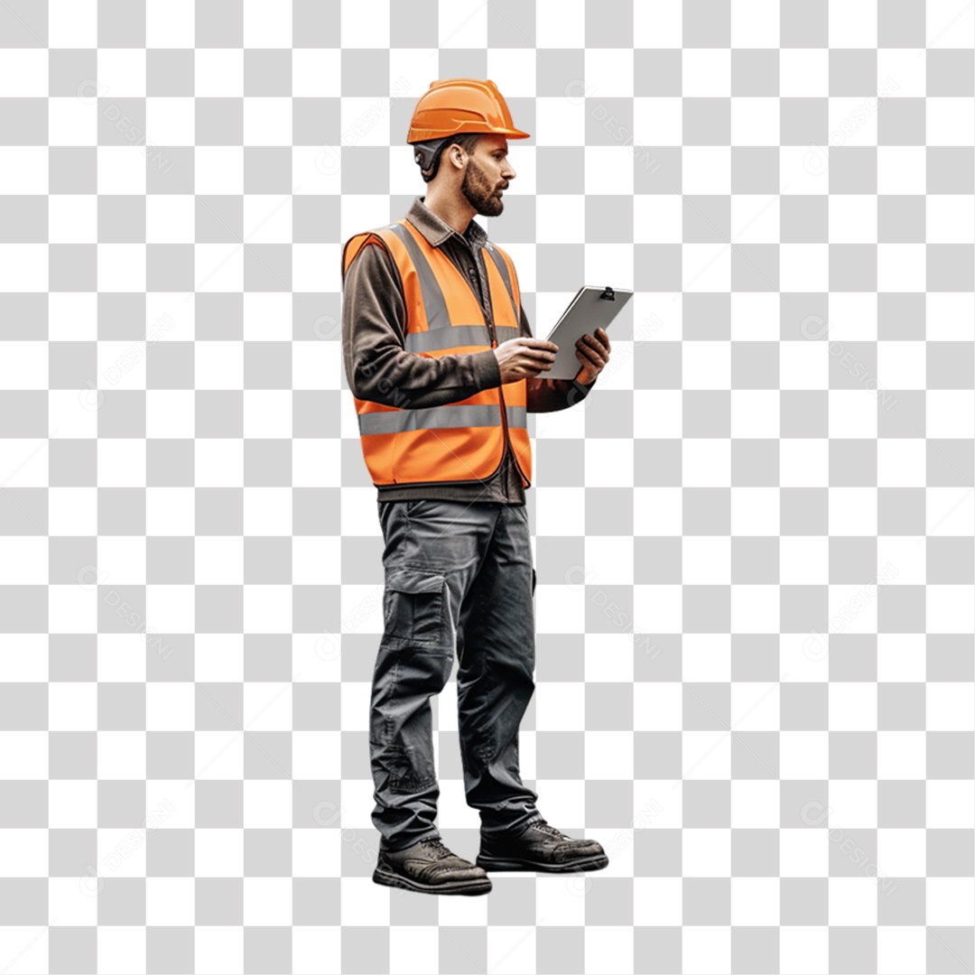 Homem Trabalho Trabalhador de Uniforme com Prancheta nas Mãos PNG Transparente