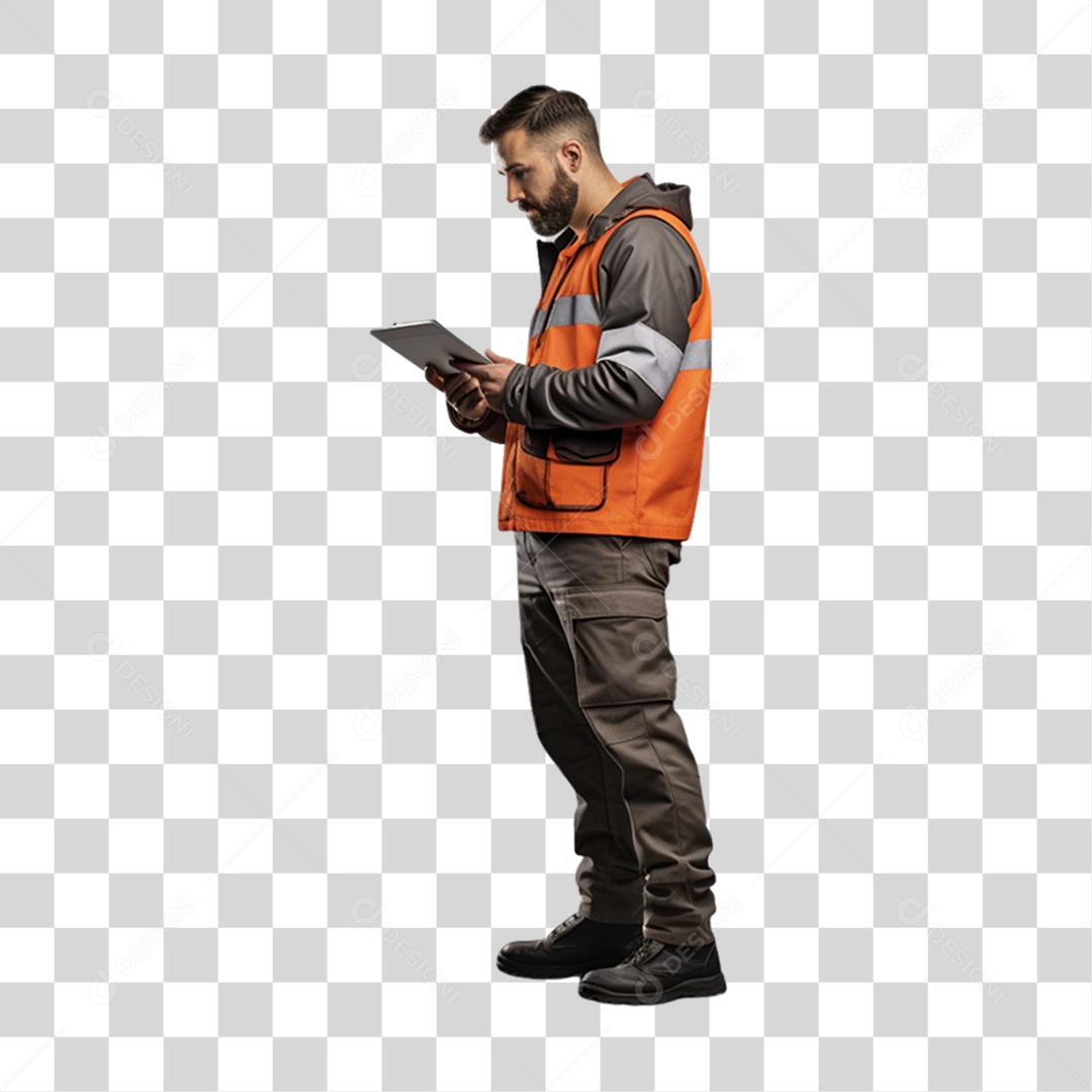 Homem Trabalho Trabalhador de Uniforme com Prancheta nas Mãos PNG Transparente
