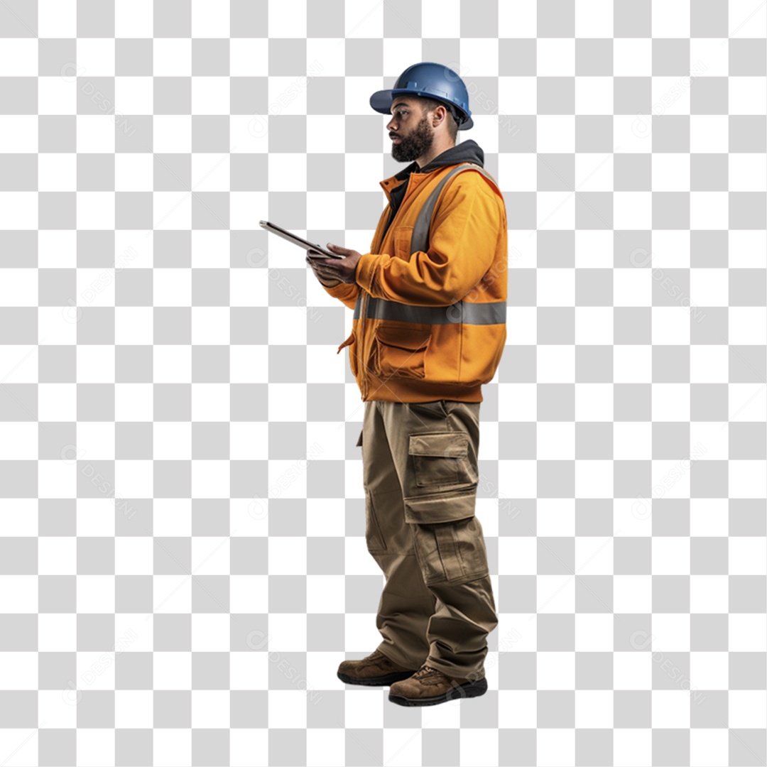 Homem Trabalho Trabalhador de Uniforme com Prancheta nas Mãos PNG Transparente