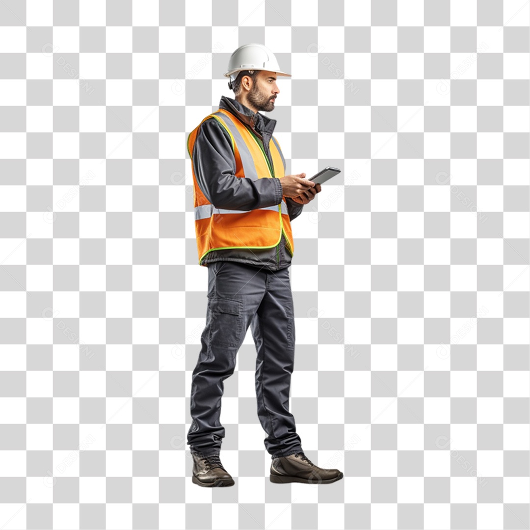 Homem Trabalho Trabalhador de Uniforme com Prancheta nas Mãos PNG Transparente