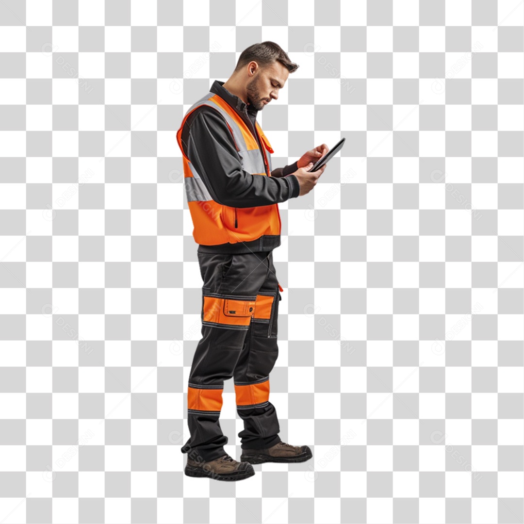 Homem Trabalho Trabalhador de Uniforme com Prancheta nas Mãos PNG Transparente
