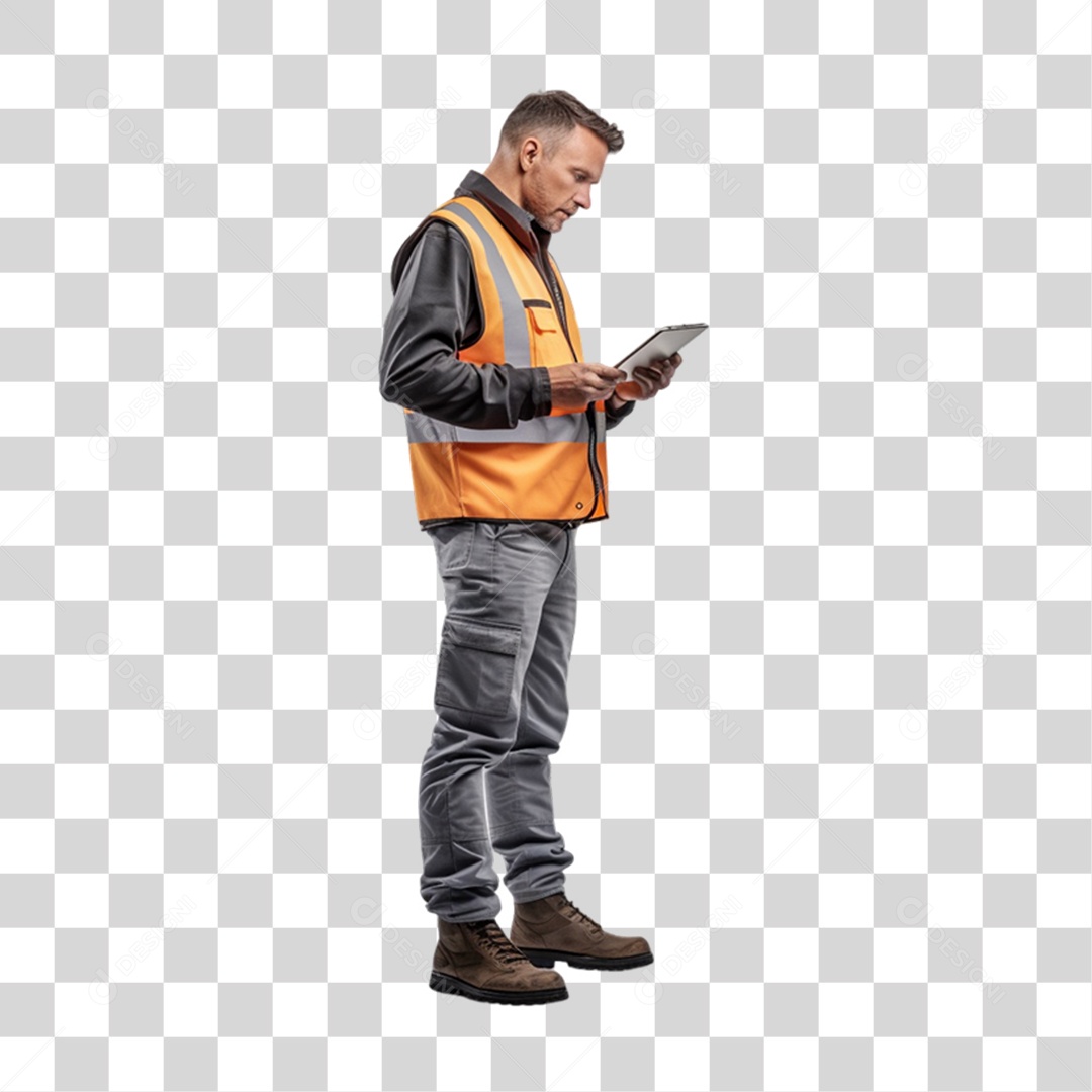Homem Trabalho Trabalhador de Uniforme com Prancheta nas Mãos PNG Transparente