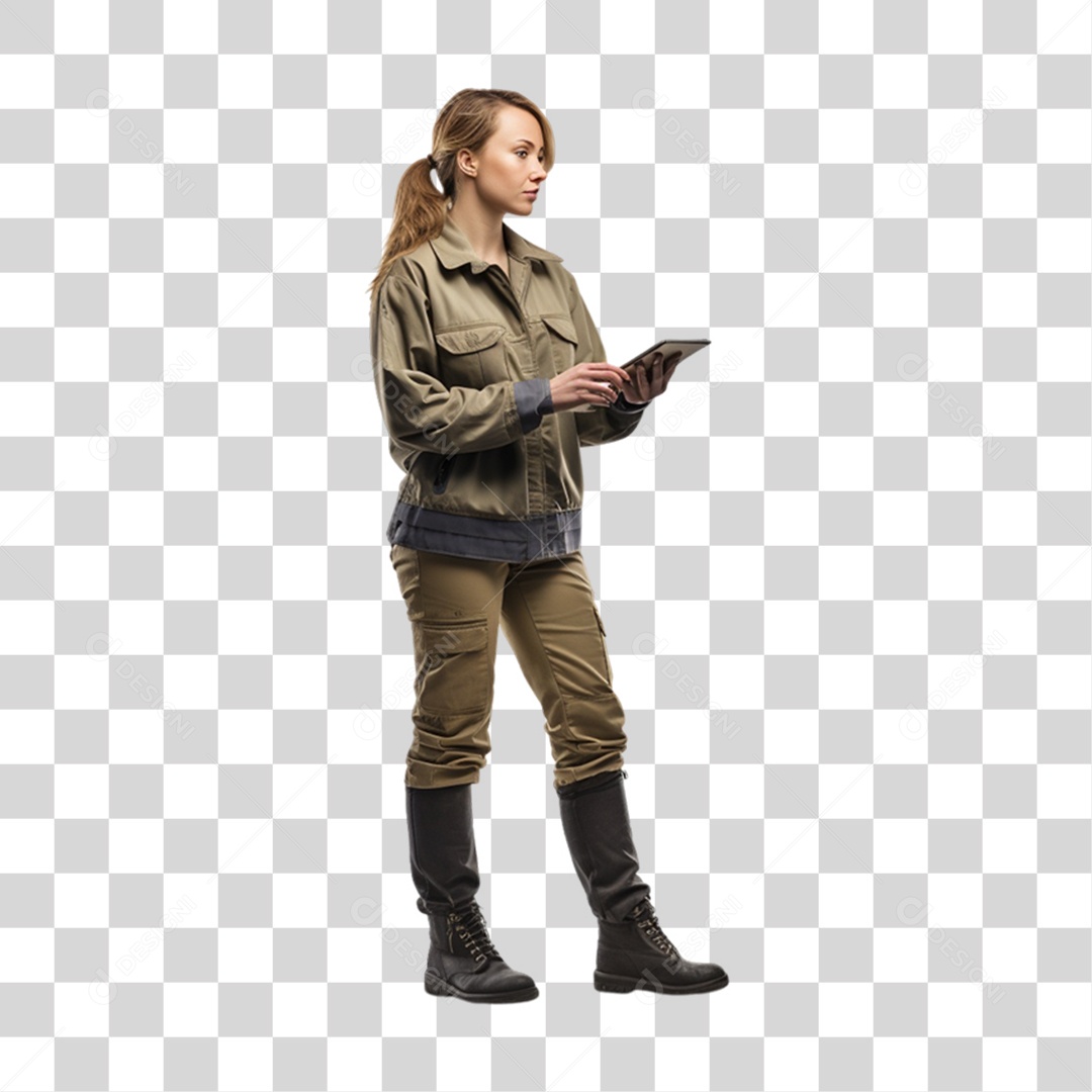 Mulher com Uniforme de Trabalho PNG Transparente