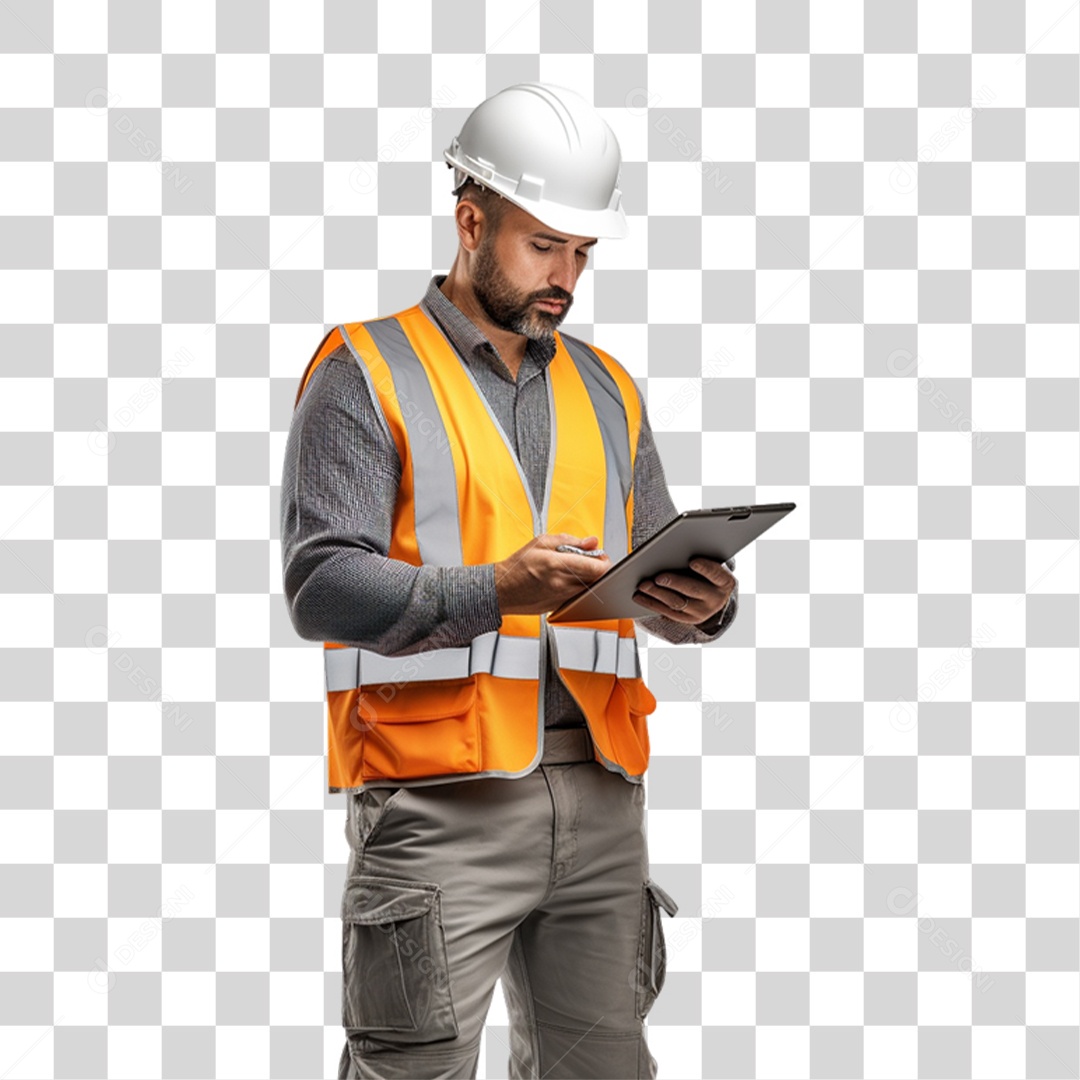 Homem Trabalho Trabalhador de Uniforme com Prancheta nas Mãos PNG Transparente