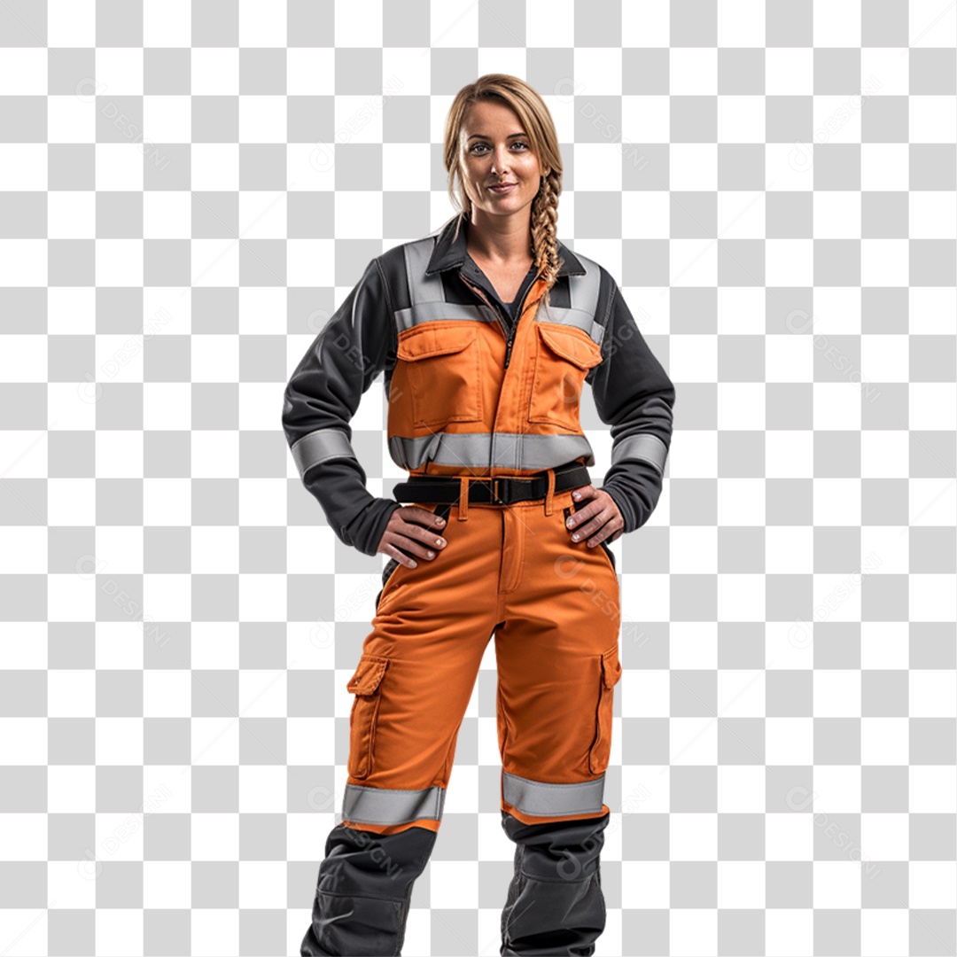 Mulher com Uniforme de Trabalho PNG Transparente