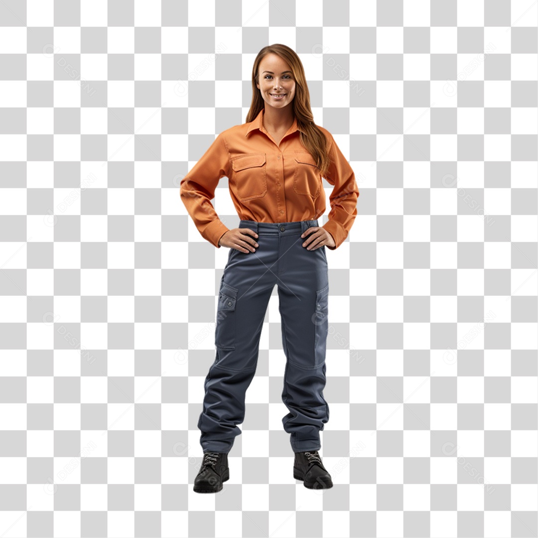 Mulher com Uniforme de Trabalho PNG Transparente
