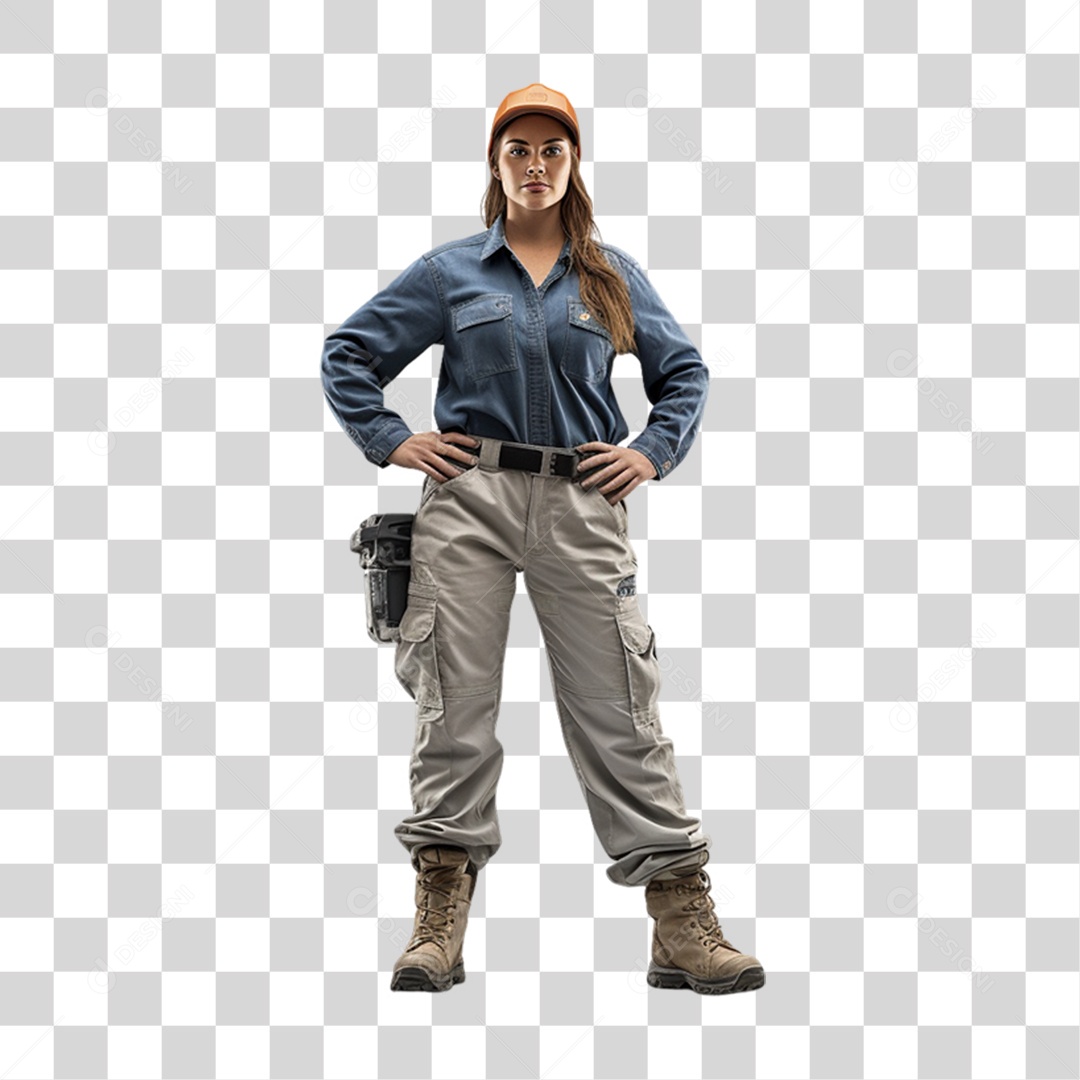 Mulher com Uniforme de Trabalho PNG Transparente