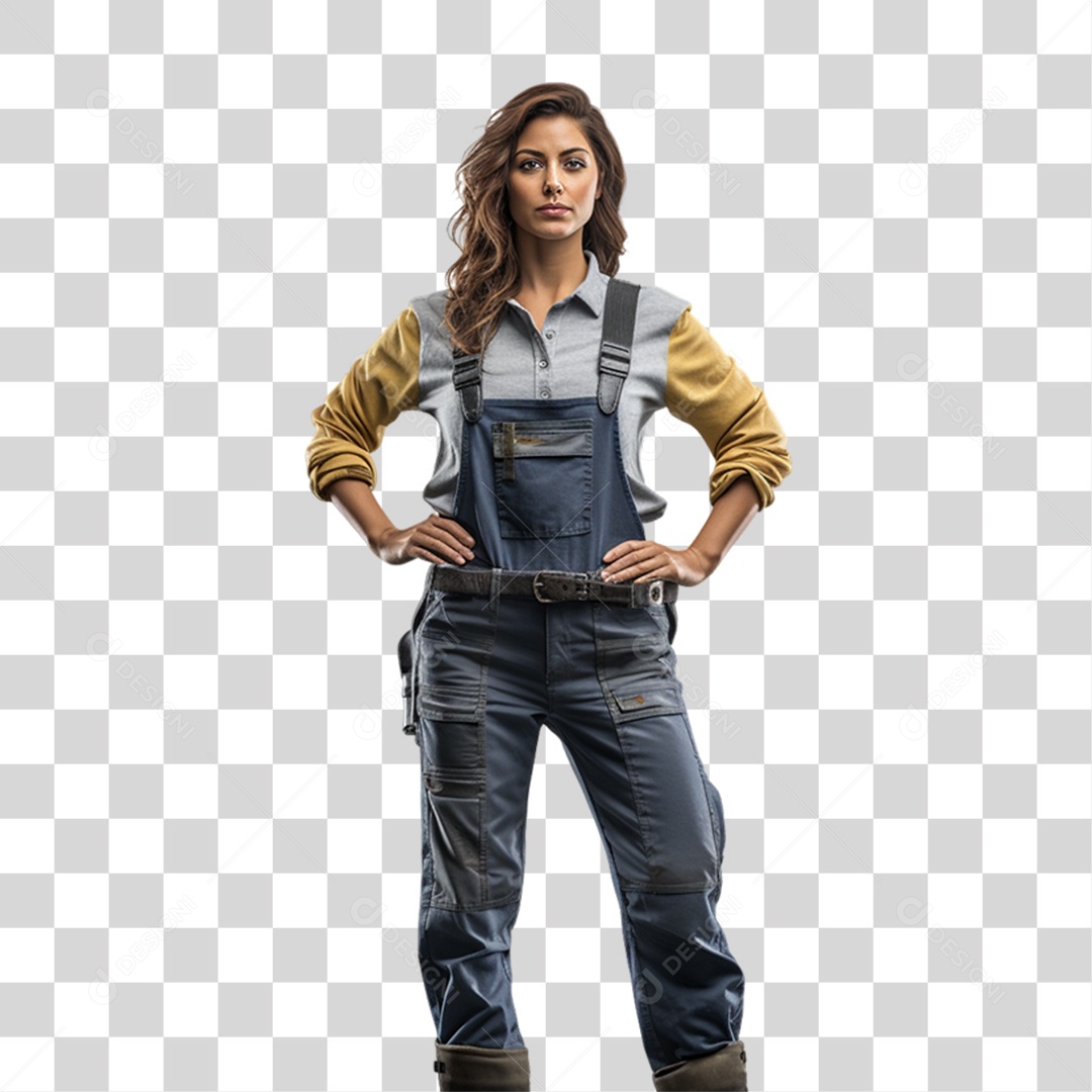 Mulher com Uniforme de Trabalho PNG Transparente