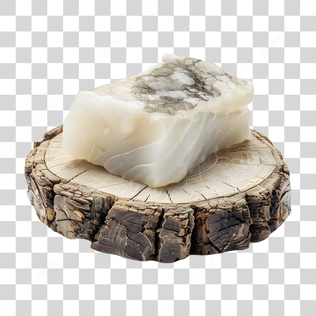 Pedaços de Bacalhau em Tábua de Madeira PNG Transparente