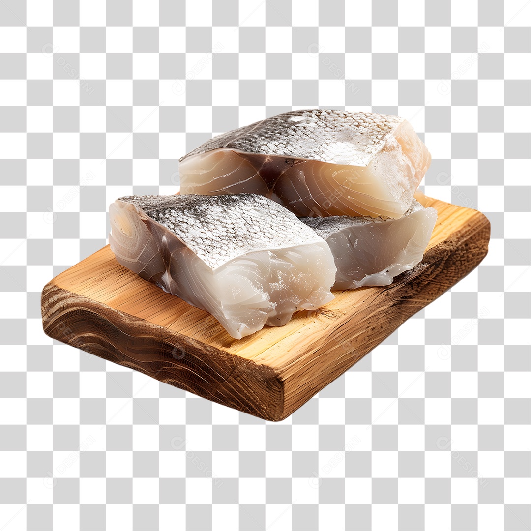 Pedaços de Bacalhau em Tábua PNG Transparente